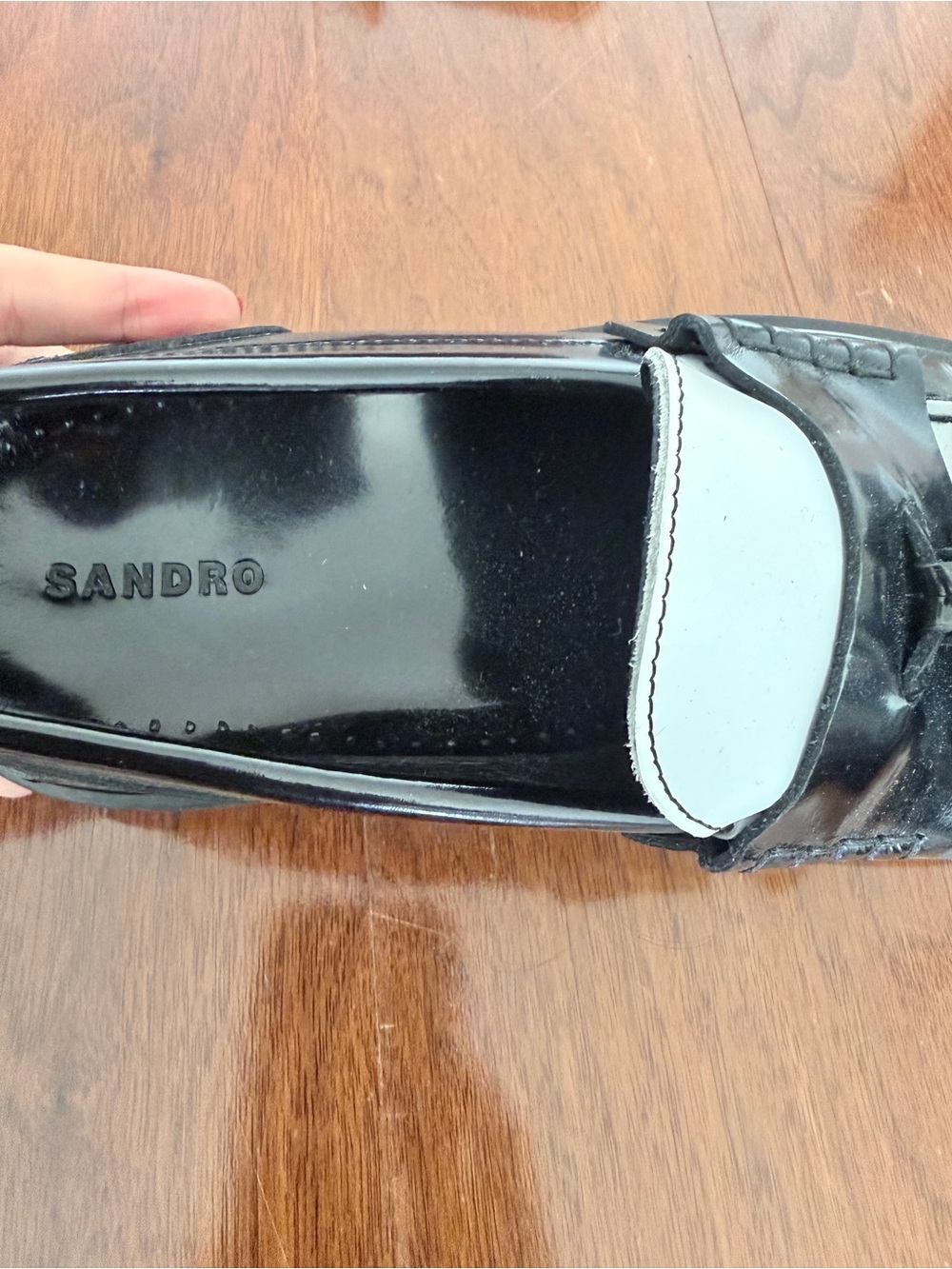 Sandro Jackson Black White Leather Tassel Chunky Lug Sole Loafers 37 - Picture 5 of 6